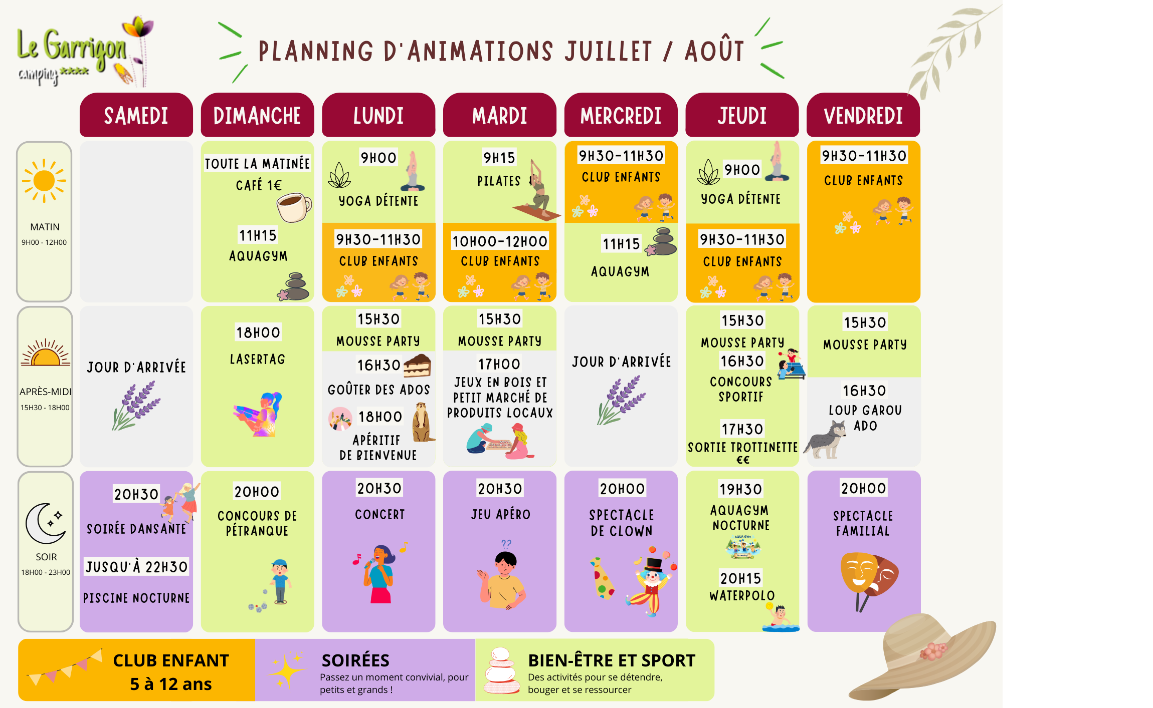 Planning animation Juillet/Août